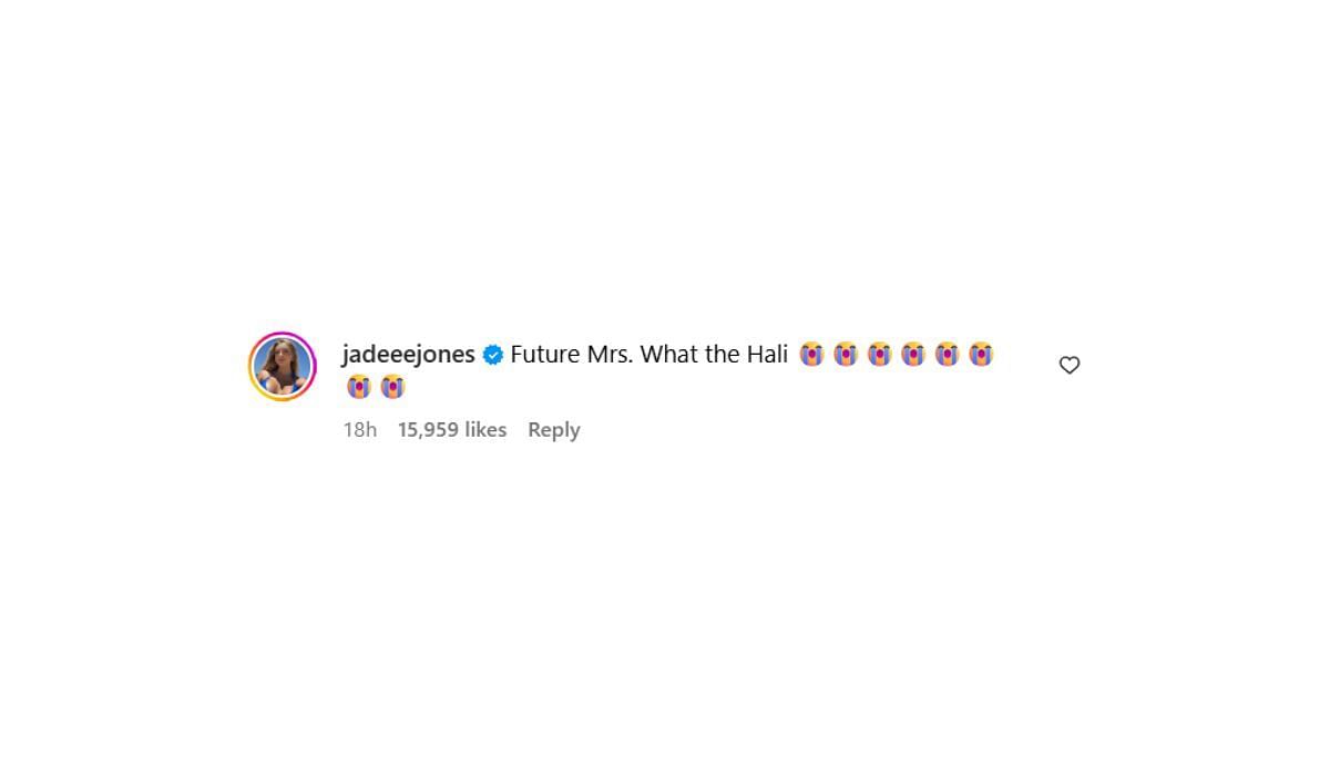 Jade Jones comments on Tyrese Haliburton's post (Source: Instagram/Haliburton)